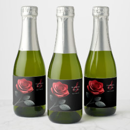 Single Rote Rose- Schaumweinetikett