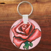 Single Rote Rose Schlüsselanhänger (Vorderseite)