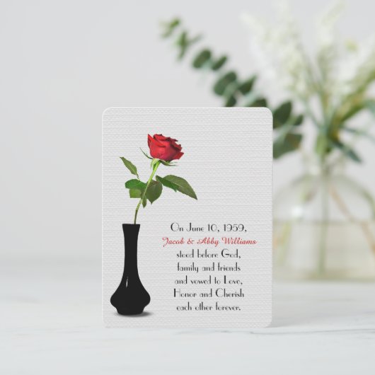 Single rote Rose Verlängerung des Eheschließes Einladung (Stehend Vorderseite)