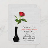 Single rote Rose Verlängerung des Eheschließes Einladung (Vorne/Hinten)