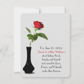 Single rote Rose Verlängerung des Eheschließes Einladung (Vorderseite)