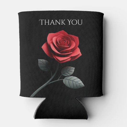 Single Rote Rose Vielen Dank Dosenkühler (Rückseite)