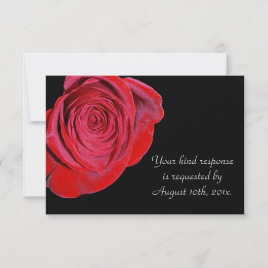 Single Rote Rose Wedding RSVP Card Karte (Vorderseite)