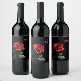 Single Rote Rose- Weinetikett