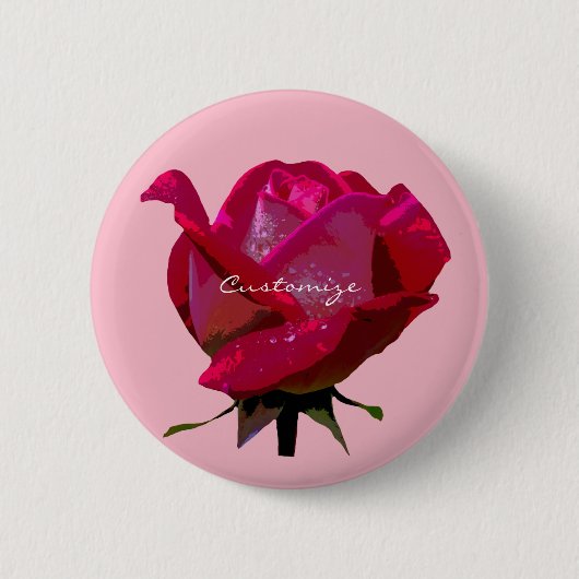 Single Rote Valentin Rose Button (Vorderseite)