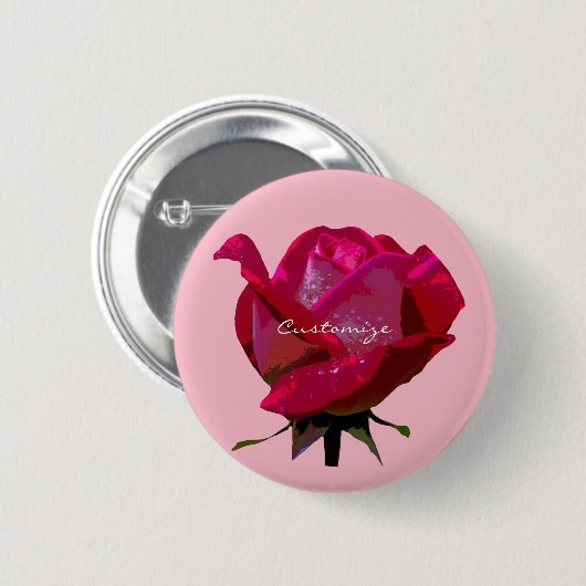 Single Rote Valentin Rose Button (Vorne & Hinten)