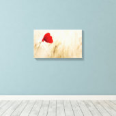 Single Roter Mohn auf einem grasbewachsenen Feld Leinwanddruck (Insitu (Holzboden))