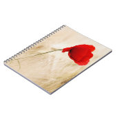 Single Roter Mohn auf einem grasbewachsenen Feld Notizblock (Linke Seite)