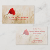 Single Roter Mohn auf einem grasbewachsenen Feld Visitenkarte (Vorne/Hinten)