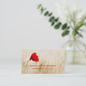 Single Roter Mohn auf einem grasbewachsenen Feld Visitenkarte (Stehend Vorderseite)