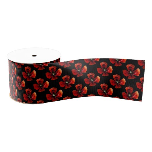 Single Roter Mohn Blume Ripsband (Spule)