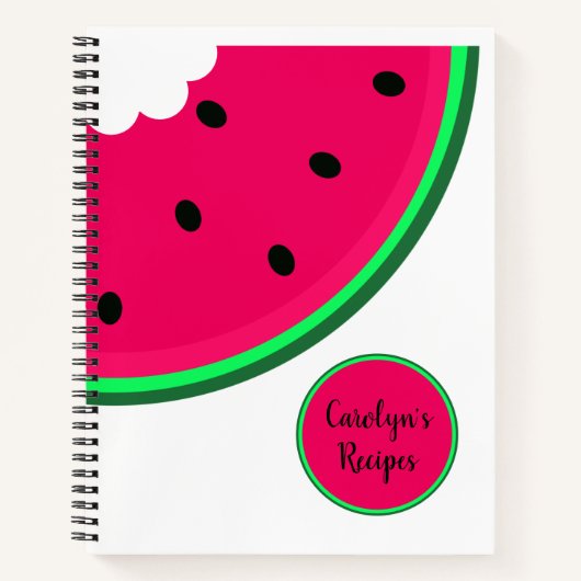Single saftig rote Wassermelone Scheibe mit Ihrem Notizblock (Vorderseite)