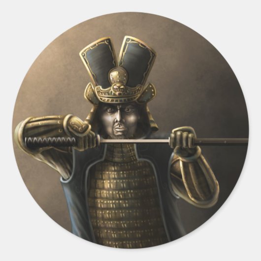 Single Samurai Runder Aufkleber (Vorderseite)
