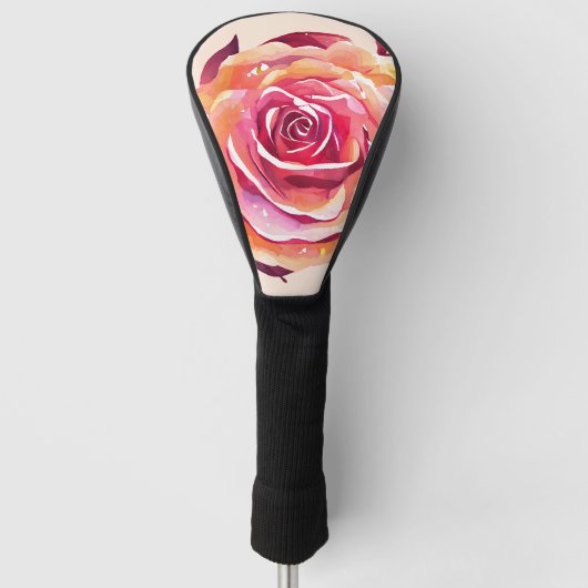 Single Schöne große rosa Rose Golf Headcover (Vorderseite)
