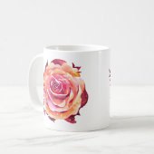 Single Schöne große rosa Rose Kaffeetasse (Vorderseite Links)