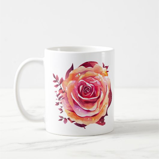 Single Schöne große rosa Rose Kaffeetasse (Links)