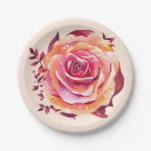 Single Schöne große rosa Rose Pappteller (Vorderseite)