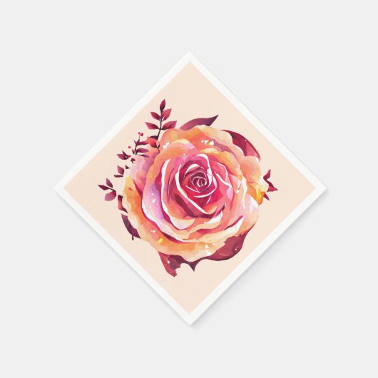 Single Schöne große rosa Rose Serviette (Ecke)