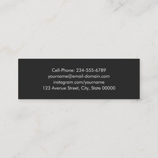 Single Script Black White Graduation Einsatz Card Mini Visitenkarte (Rückseite)