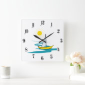 Single-Segelboot Quadratische Wanduhr (Zuhause)