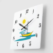 Single-Segelboot Quadratische Wanduhr (Winkel)