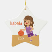 Single Side Brünett Girl Basketball Keramik Ornament (Vorne)