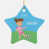Single Sided Girl Soccer Star Keramik Ornament (Vorne)
