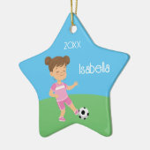Single Sided Girl Soccer Star Keramik Ornament (Links)