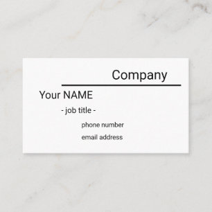 single sided simple white business card visitenkarte