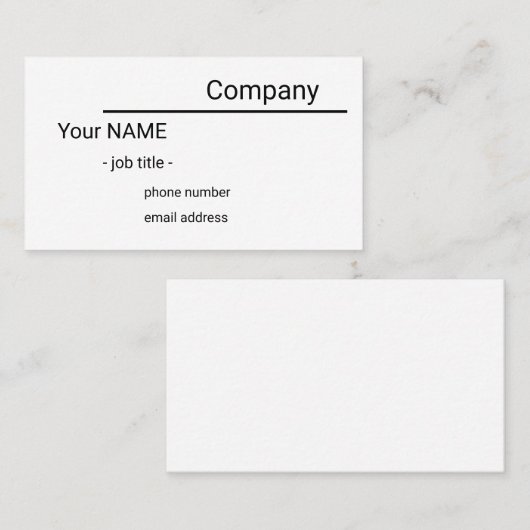 single sided simple white business card visitenkarte (Vorne/Hinten)