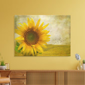 Single Sonnenblume auf Sonnenblumenweide Leinwanddruck (Insitu (Wohnzimmer))