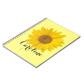 Single Sonnenblume mit Individuelle Name Notizblock (Linke Seite)