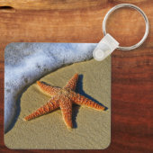 Single Starfish am Strand Personalisiert Schlüsselanhänger (Rückseite)