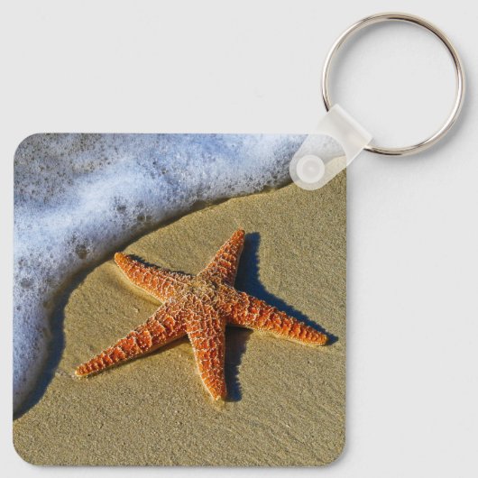 Single Starfish am Strand Personalisiert Schlüsselanhänger (Rückseite)