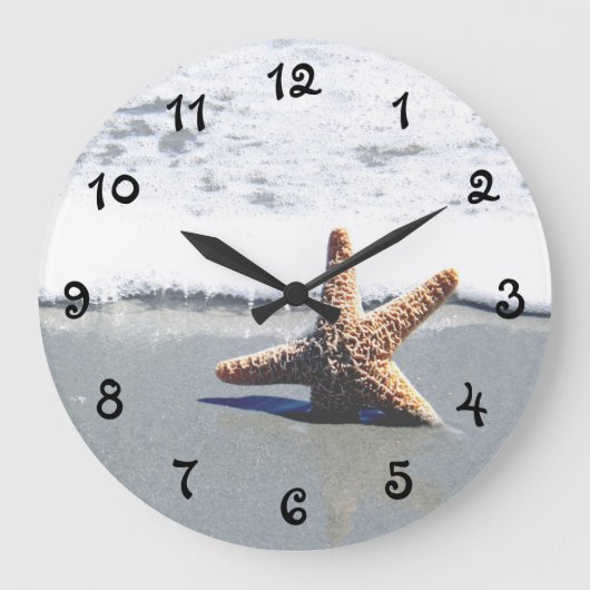 Single Starfish Washed Ashore Große Wanduhr (Vorderseite)