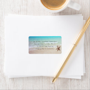 Single Starfish Wide Beach Address Labels Adressaufkleber
