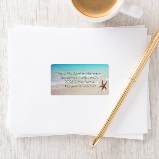 Single Starfish Wide Beach Address Labels Adressaufkleber (Insitu)