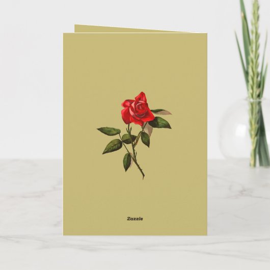 Single Stem Red Rose Isolated Vector Art Karte (Rückseite)