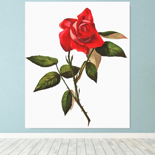 Single Stem Rote Rose Leinwanddruck (Insitu (Holzboden))