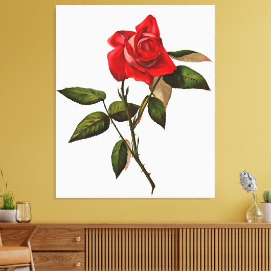 Single Stem Rote Rose Leinwanddruck (Insitu (Wohnzimmer))