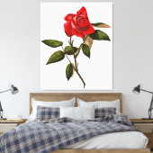 Single Stem Rote Rose Leinwanddruck (Insitu (Schlafzimmer))