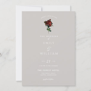 Single Stem Vintage Rote Rose Hochzeit Einladungen