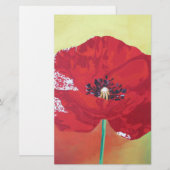 Single Steppe Mohn auf rot-grün und orange Hinterg Briefpapier (Vorne/Hinten)