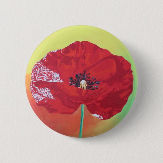 Single Steppe Mohn auf rot-grün und orange Hinterg Button (Vorderseite)