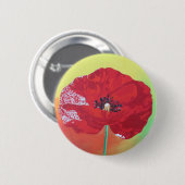 Single Steppe Mohn auf rot-grün und orange Hinterg Button (Vorne & Hinten)