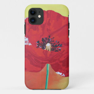 Single Steppe Mohn auf rot-grün und orange Hinterg iPhone 11 Hülle