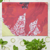 Single Steppe Mohn auf rot-grün und orange Hinterg Handtuch (Gefaltet)