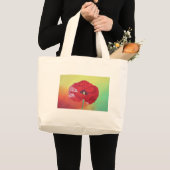 Single Steppe Mohn auf rot-grün und orange Hinterg Jumbo Stoffbeutel (Vorderseite (Produkt))