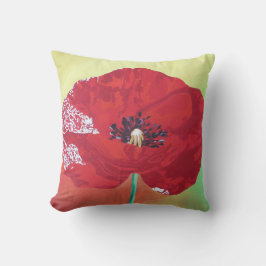 Single Steppe Mohn auf rot-grün und orange Hinterg Kissen
