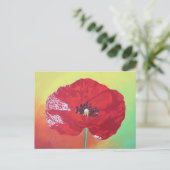 Single Steppe Mohn auf rot-grün und orange Hinterg Postkarte (Stehend Vorderseite)
